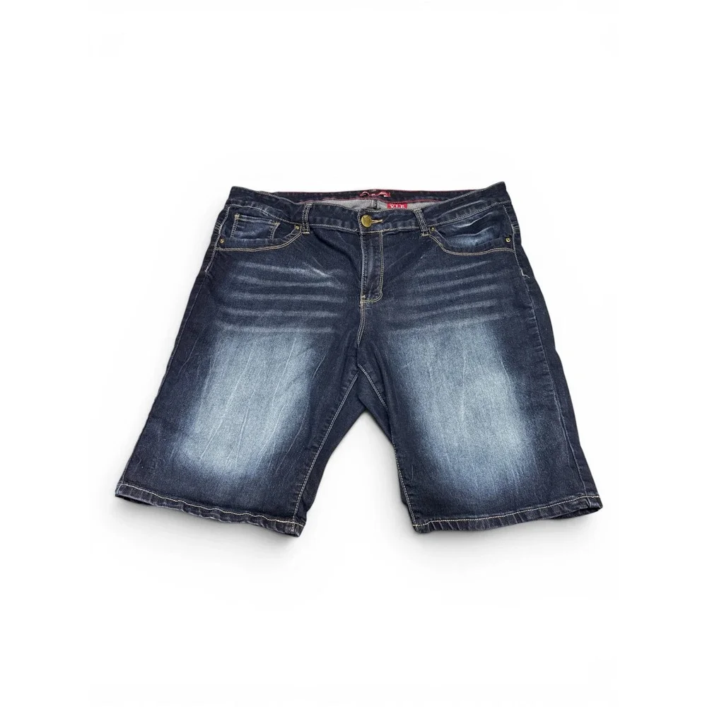 VIP Jeans Womens Dark Wash Stretch Denim Bermuda Shorts Size 18 Plus Size‎